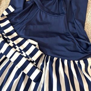 Navy and White Striped 2 Piece Shorts and Top Set - Emery Rose -1XL NWOT